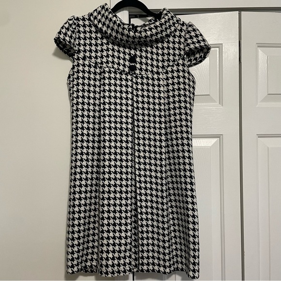 Papillon Mid Length Women's Dress Houndstooth Cowlneck Size Large - Picture 1 of 11